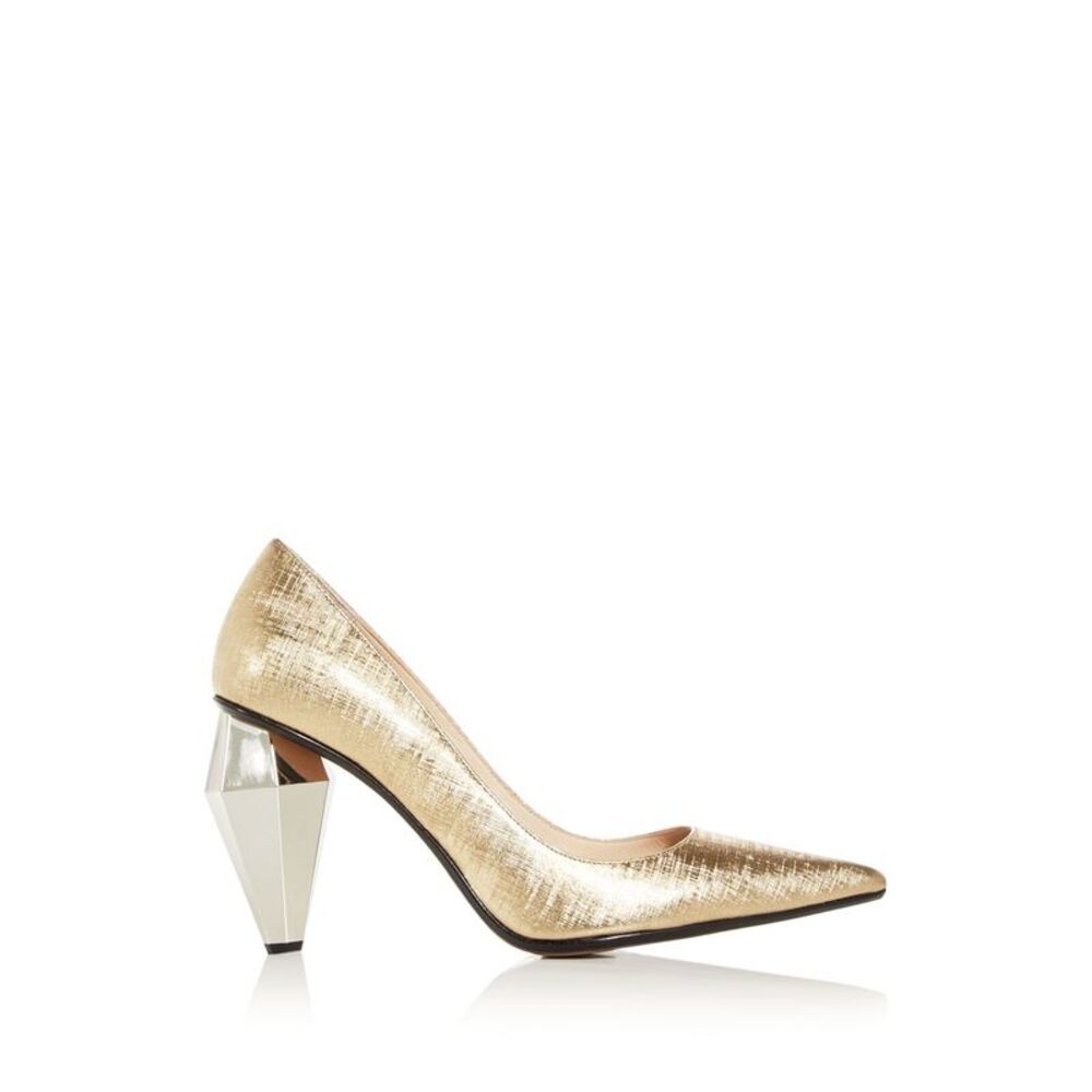 MARC JACOBS Womens Gold The Pump Toe Sculpted Heel Slip On Leather Pumps 36.5 - Picture 3 of 4